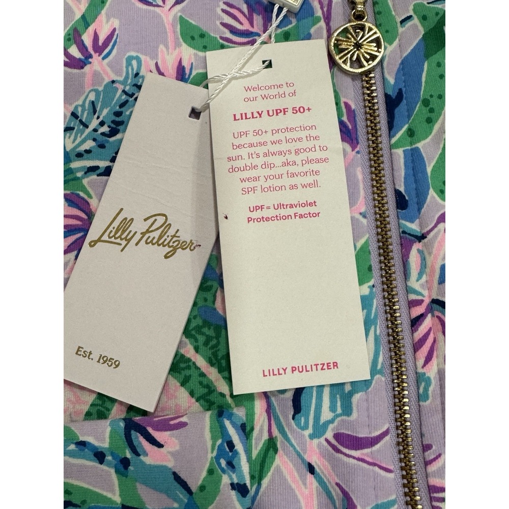 Lilly Pulitzer UPF 50+ Quarter-Zip Pullover – NWT Blue Floral Bloom (Size L) - Picture 6 of 10